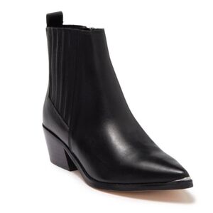 Marc Fisher Unify Leather Ankle Boots with Silver metal toe tip detail